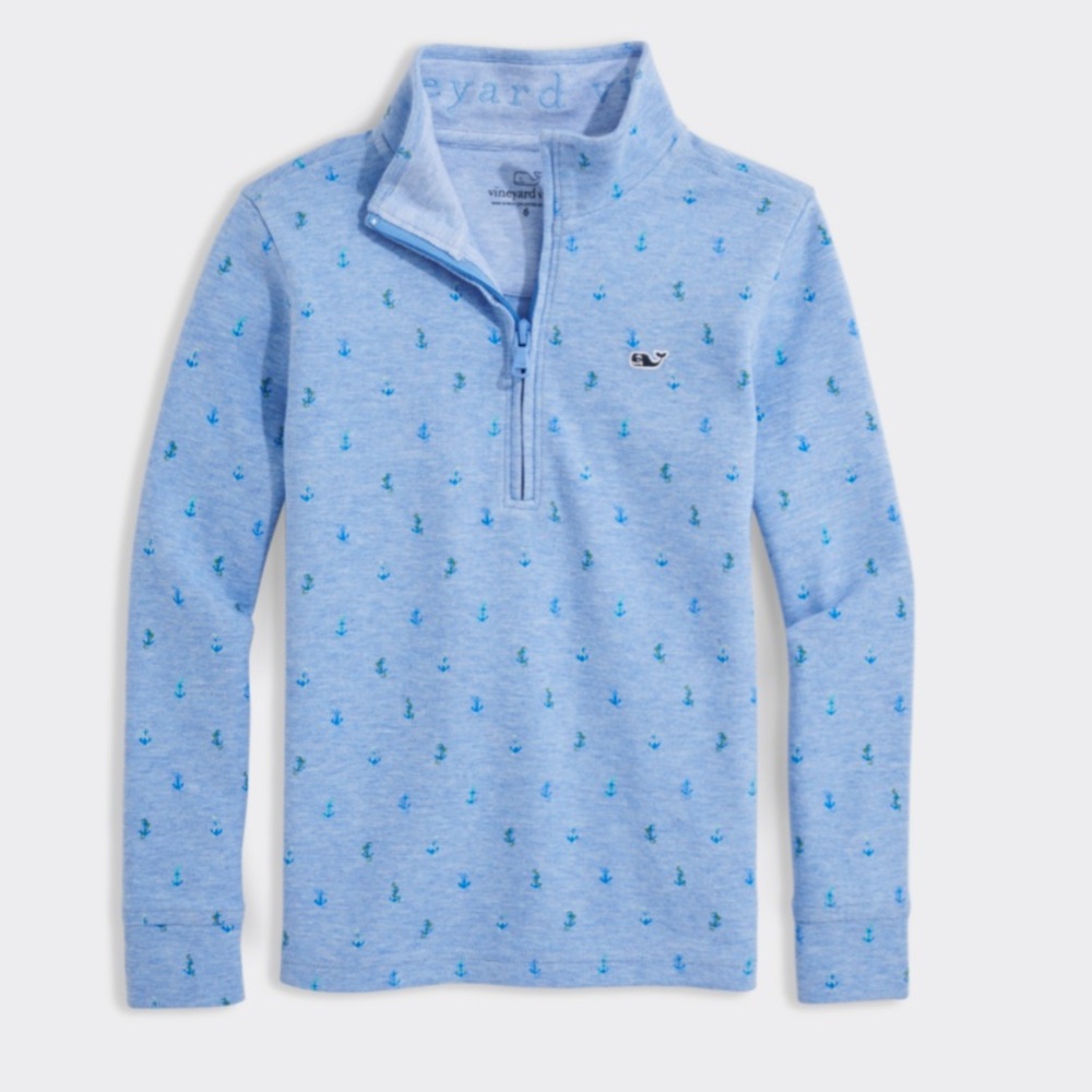 Boys’ Saltwater Quarter-Zip Anchor Light Blue Heather size medium